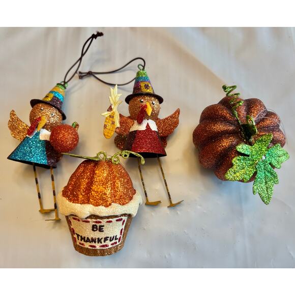 Pier One Glitter Pumpkin Ornament Tree Fall Thanksgiving Centerpiece 12”T - Picture 3 of 8